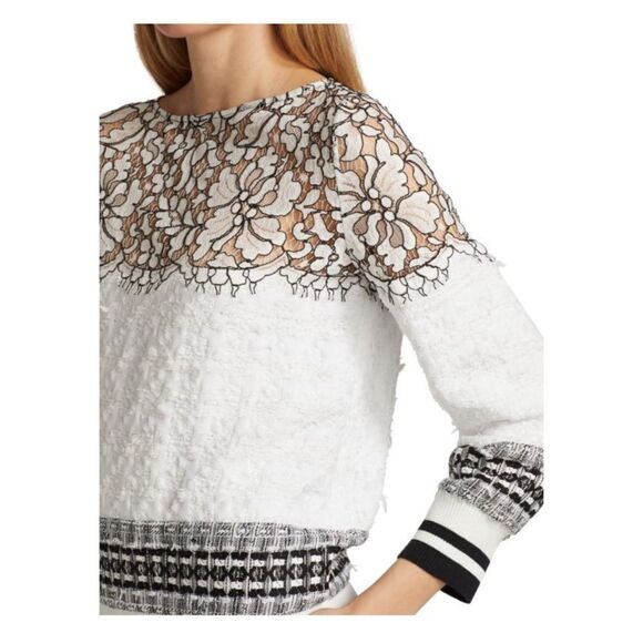 FREDERICK ANDERSON Lace-Trimmed Tweed Sweatshirt size 8 - Picture 4 of 13